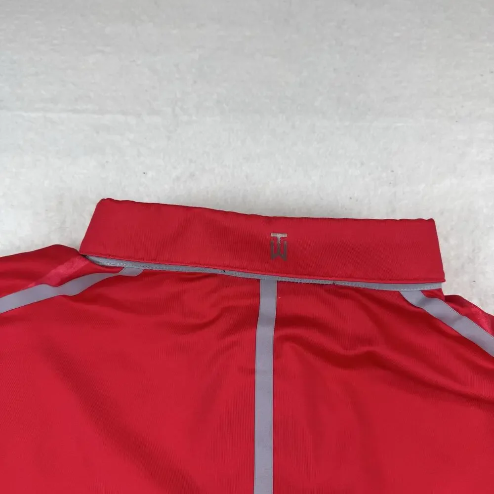 Nike Tiger Woods Polo Shirt Mens Size XL Red Striped Dri-Fit Golf Performance